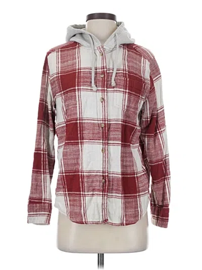 Pre-owned Time And Tru Long Sleeve Button Down Shirt In Burgundy