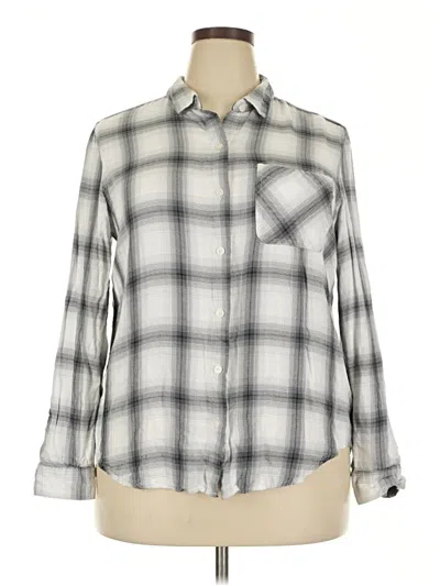 Pre-owned Time And Tru Long Sleeve Button Down Shirt In Gray