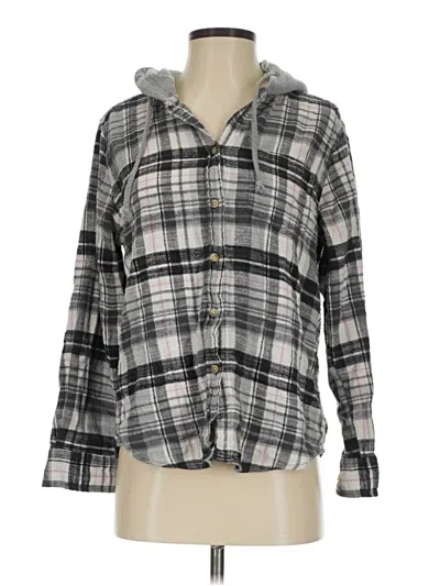 Pre-owned Time And Tru Long Sleeve Button Down Shirt In Gray