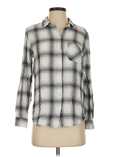 Pre-owned Time And Tru Long Sleeve Button Down Shirt In Gray