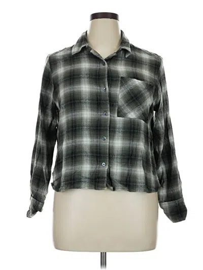 Pre-owned Time And Tru Long Sleeve Button Down Shirt In Gray