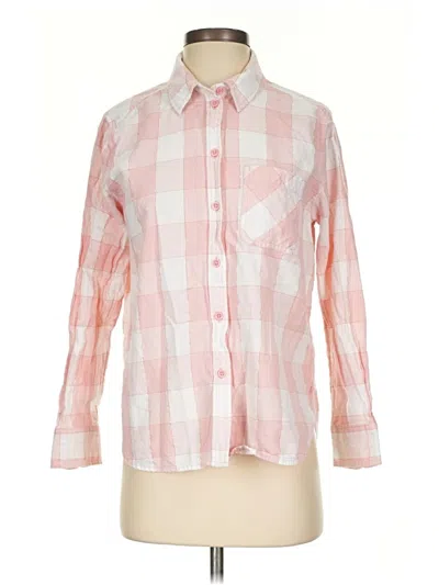 Pre-owned Time And Tru Long Sleeve Button Down Shirt In Pink