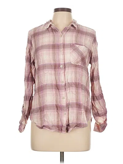 Pre-owned Time And Tru Long Sleeve Button Down Shirt In Pink