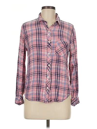 Pre-owned Time And Tru Long Sleeve Button Down Shirt In Pink