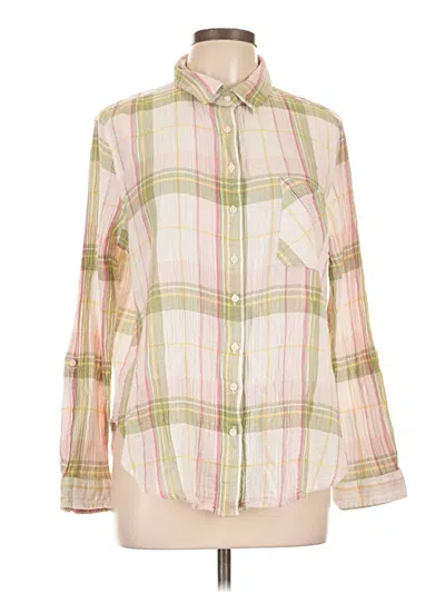 Pre-owned Time And Tru Long Sleeve Button Down Shirt In Pink