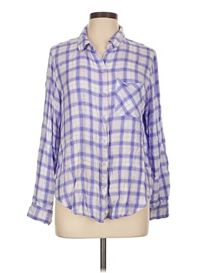 Pre-owned Time And Tru Long Sleeve Button Down Shirt In Purple