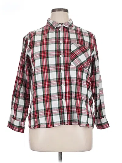 Pre-owned Time And Tru Long Sleeve Button Down Shirt In Red