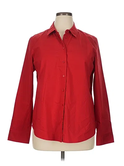 Pre-owned Time And Tru Long Sleeve Button Down Shirt In Red