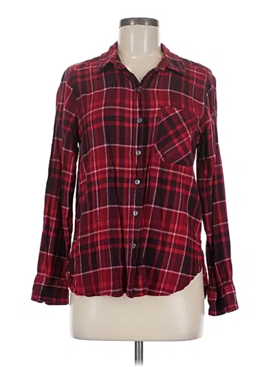 Pre-owned Time And Tru Long Sleeve Button Down Shirt In Red