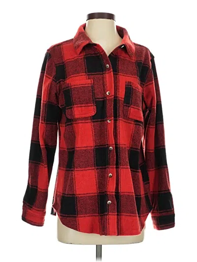 Pre-owned Time And Tru Long Sleeve Button Down Shirt In Red