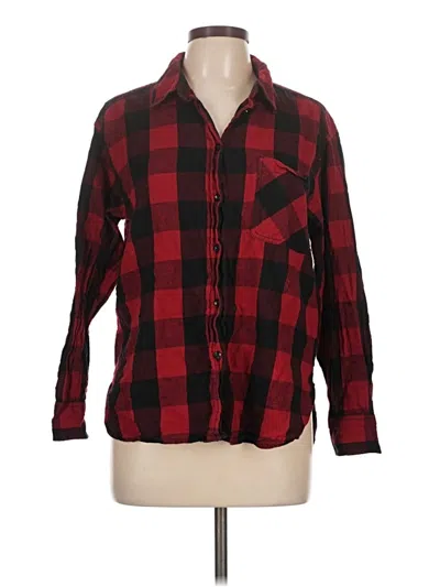 Pre-owned Time And Tru Long Sleeve Button Down Shirt In Red