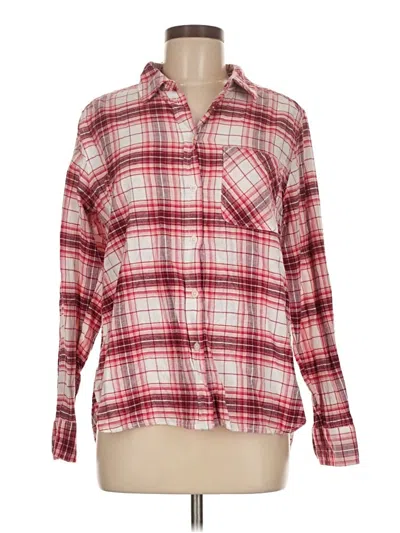 Pre-owned Time And Tru Long Sleeve Button Down Shirt In Red