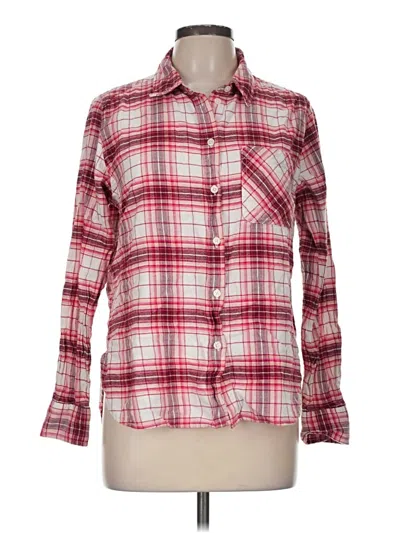 Pre-owned Time And Tru Long Sleeve Button Down Shirt In Red