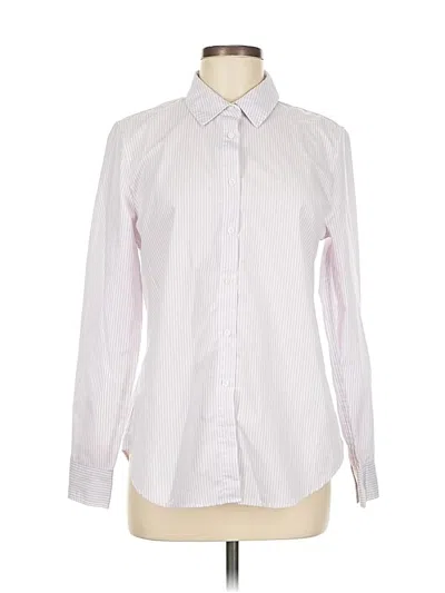 Pre-owned Time And Tru Long Sleeve Button Down Shirt In White