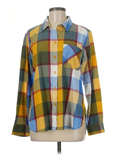 Pre-owned Time And Tru Long Sleeve Button Down Shirt In Yellow