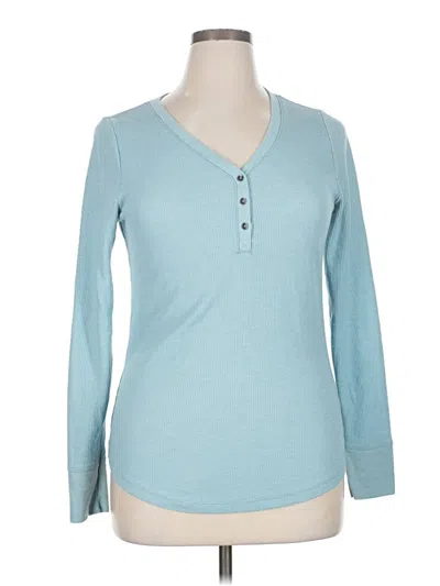 Pre-owned Time And Tru Long Sleeve Henley Shirt In Blue