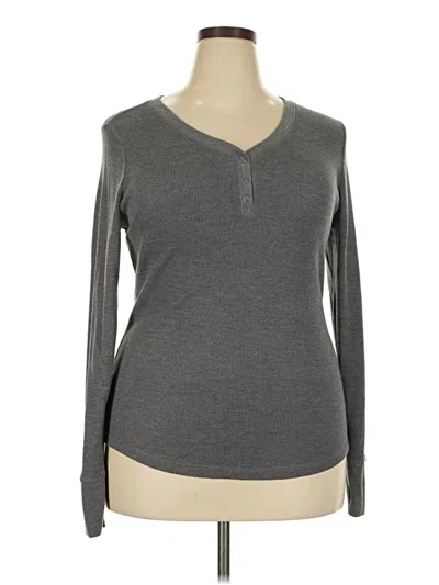 Pre-owned Time And Tru Long Sleeve Henley Shirt In Gray