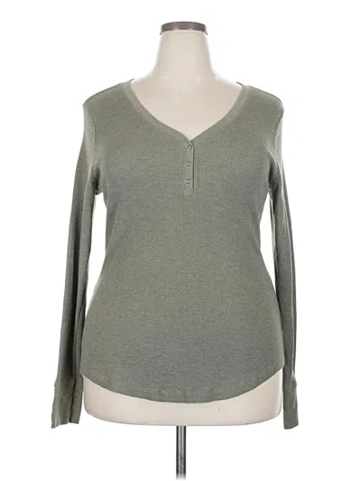Pre-owned Time And Tru Long Sleeve Henley Shirt In Gray