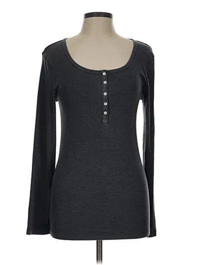 Pre-owned Time And Tru Long Sleeve Henley Shirt In Gray