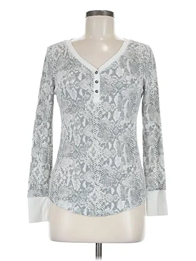 Pre-owned Time And Tru Long Sleeve Henley Shirt In Silver