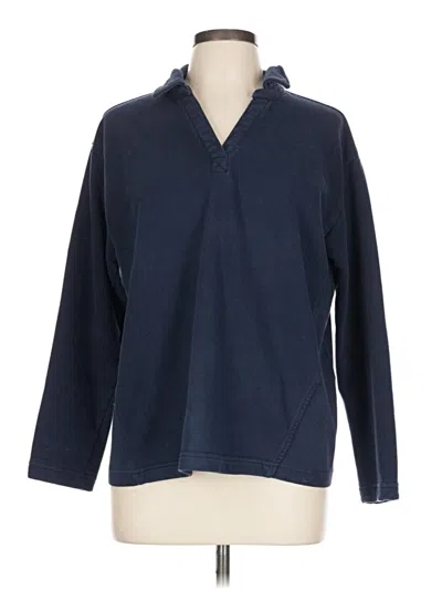 Pre-owned Time And Tru Long Sleeve Polo Shirt In Blue