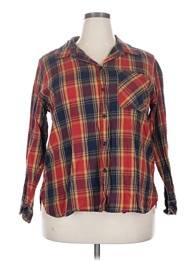 Pre-owned Time And Tru Long Sleeve Polo Shirt In Red