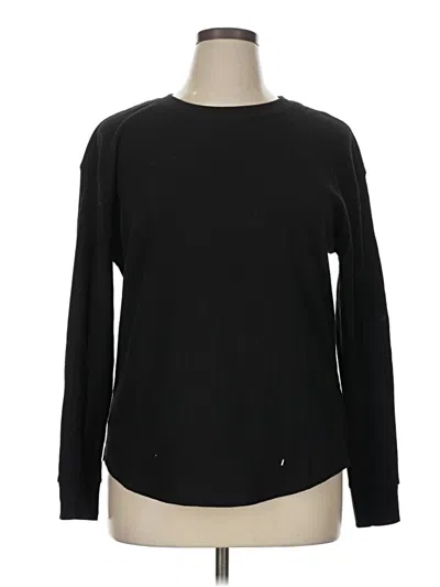 Pre-owned Time And Tru Long Sleeve Top Black Crew Neck Tops