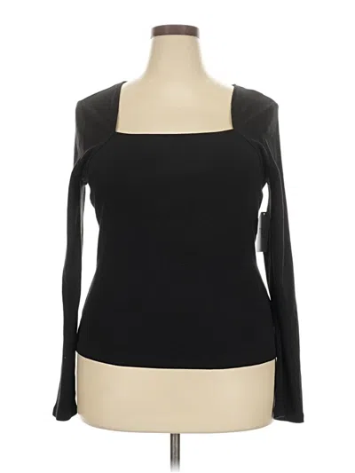 Pre-owned Time And Tru Long Sleeve Top Black Square Neckline Tops