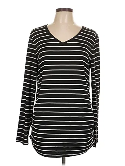 Pre-owned Time And Tru Long Sleeve Top Black V Neck Tops
