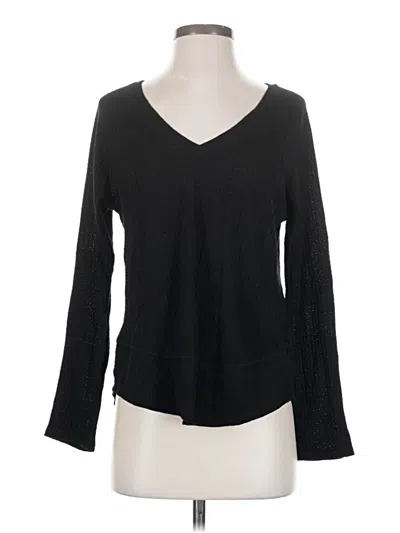 Pre-owned Time And Tru Long Sleeve Top Black V Neck Tops