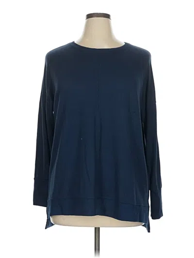 Pre-owned Time And Tru Long Sleeve Top Blue Crew Neck Tops
