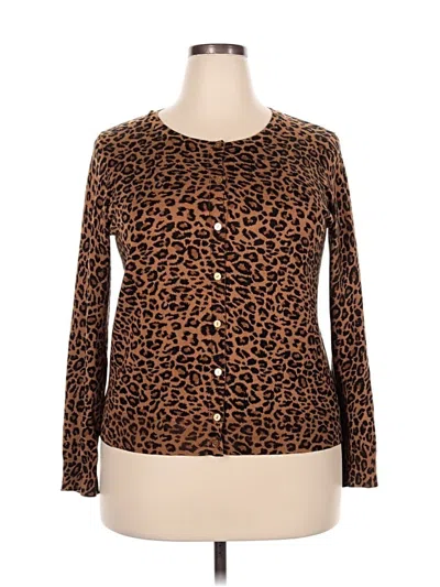 Pre-owned Time And Tru Long Sleeve Top Brown Sweetheart Neckline Tops