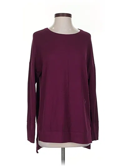 Pre-owned Time And Tru Long Sleeve Top Burgundy Crew Neck Tops