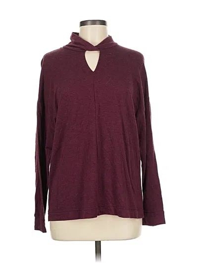 Pre-owned Time And Tru Long Sleeve Top Burgundy Keyhole Neckline Tops