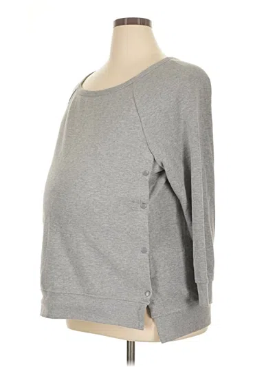 Pre-owned Time And Tru Long Sleeve Top Gray Boatneck Tops