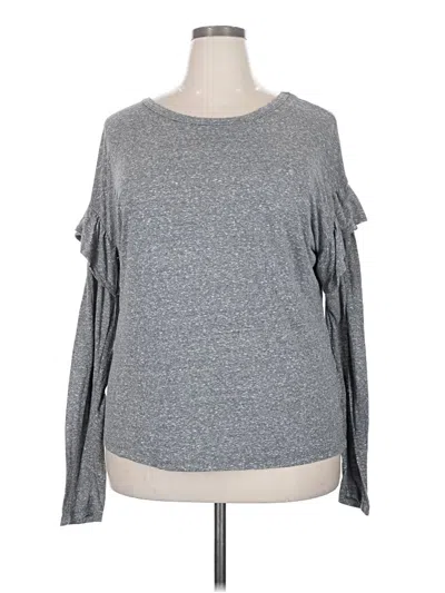 Pre-owned Time And Tru Long Sleeve Top Gray Cold Shoulder Neckline Tops