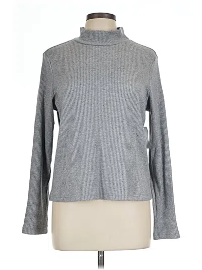 Time And Tru Long Sleeve Top Gray Turtleneck Tops
