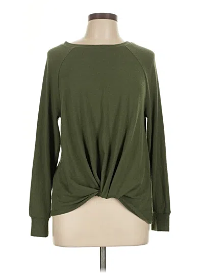 Pre-owned Time And Tru Long Sleeve Top Green Crew Neck Tops