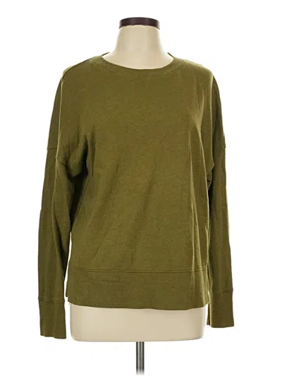 Pre-owned Time And Tru Long Sleeve Top Green Crew Neck Tops