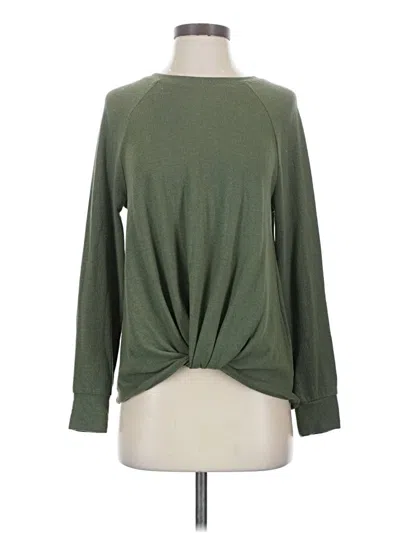 Pre-owned Time And Tru Long Sleeve Top Green Crew Neck Tops