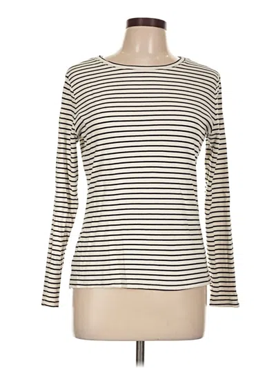 Pre-owned Time And Tru Long Sleeve Top Ivory Boatneck Tops In White