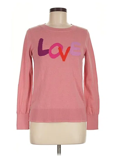 Pre-owned Time And Tru Long Sleeve Top Pink Crew Neck Tops