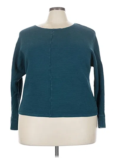 Pre-owned Time And Tru Long Sleeve Top Teal Boatneck Tops