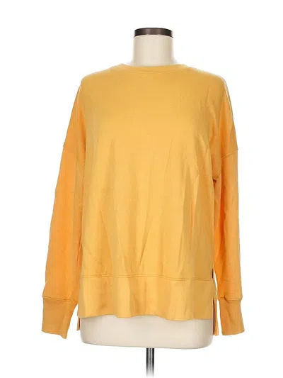 Pre-owned Time And Tru Long Sleeve Top Yellow Crew Neck Tops