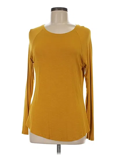 Pre-owned Time And Tru Long Sleeve Top Yellow Scoop Neck Tops