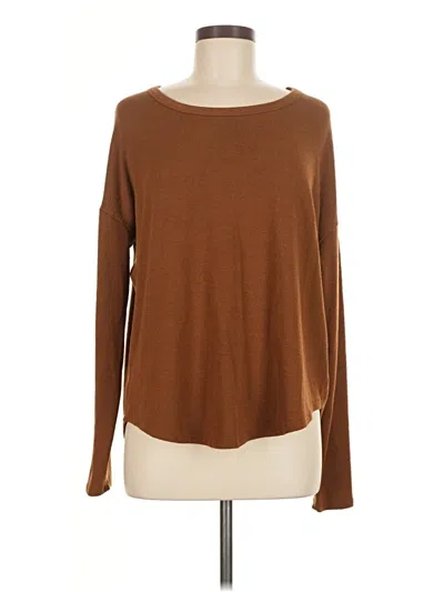 Pre-owned Time And Tru Long Sleeve T-shirt In Brown