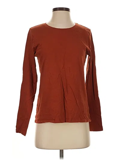 Pre-owned Time And Tru Long Sleeve T-shirt In Brown