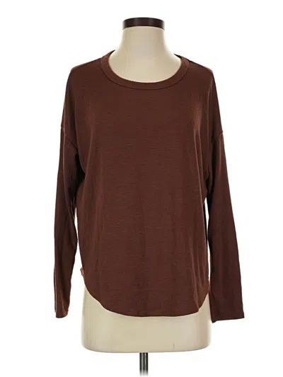 Pre-owned Time And Tru Long Sleeve T-shirt In Brown
