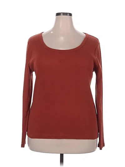 Pre-owned Time And Tru Long Sleeve T-shirt In Brown
