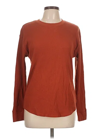 Pre-owned Time And Tru Long Sleeve T-shirt In Brown